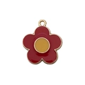 Red and yellow enamel flower pendant with gold metal rim for DIY jewelry making - Five-Petal Flower Style (15162)