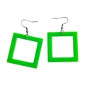 Neon green hollow square acrylic earrings featuring geometric minimalist aesthetic design - Green Square