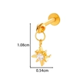 Gold titanium internally threaded lip stud with a sparkling star pendant and white stone - Octagonal Star Gem Dangle Style (T2535-5# Gold)