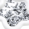 Irregular black and white marble pattern acrylic teardrop beads for DIY jewelry making - Off-White