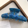Blue evil eye hair claw clip with translucent resin texture in a classic curved shape - 5# Blue Base Yellow Evil Eye (11cm)