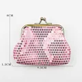 Mini borsa portamonete con paillettes rosa brillante e chiusura in metallo dorato per donne - Tipo standard / Rosa