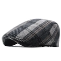 Men's vintage grey and black tweed newsboy cap with classic checkered pattern - Adjustable / Gray