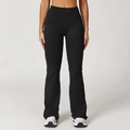 Black high-waisted flare yoga pants with slimming tummy control for fitness and leisure - S / Premium Black