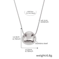 Collar de acero inoxidable plateado con colgante de bola de 2,0 cm y cadena box - Plata Pequeño (40+5cm)