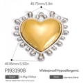 Two-tone stainless steel heart pendant with gold center and silver teardrop edges - Two-tone Heart Pendant PJ93190B
