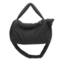 Borsa a mano nera in nylon imbottito con manici morbidi e cerniera metallica - Nero
