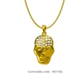 Collier avec pendentif crâne doré serti de cristaux blancs sur chaîne élégante - Or (N0159G)