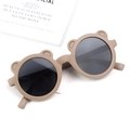 Cute khaki round bear ear sunglasses for kids with matte frames and grey lenses - Matte Bear - Coffee