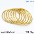 Set of seven 3mm gold titanium steel bangles with 65mm inner diameter for women - Gold (Set of 7) / 65*3mm