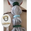 Resin hair accessory set with ponytail clip in dark green, light blue and beige colors - Beige 2-Piece Set