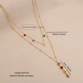 Double-layer gold stainless steel Y-necklace with colorful glass pendants and bead chain - Double Layer Bead Chain with Colorful Round Beads Style (2#)