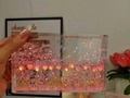 Close-up of DIY tulip night light with pink quicksand and warm LED lighting inside - 10 Pink Tulips - Standard DIY Kit