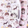Cute cartoon boy and panda stickers in a box for DIY scrapbooking and journals - Panda Boy