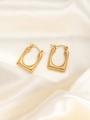 Detailed view of gold square hoop earrings with pleated texture on silk fabric - Gold Radiating Textured Rounded Rectangular Hoop (BJGE0195)