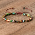 Colorful emperor stone disk bead braided bracelet with adjustable cord for women - No.49 Multicolor Imperial