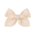 3.3 inch cream waffle weave bow hair clip with textured jacquard fabric for girls - Cream Beige
