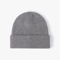 Medium gray ribbed knit beanie with a wide folded cuff in a minimalist winter style - Dark Grey (20B118C)