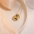 Minimalist 18K gold plated balloon bubble pendant necklace with polished mirror finish - Letter O (Single Pendant)