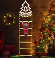 Detail of warm white LED climbing ladder light with a Santa Claus figure and tree top star - Christmas Tree [Warm Light]