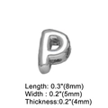 Dettaglio dimensioni del ciondolo lettera P argento, perla DIY lunga 8mm e larga 5mm - Lettera P
