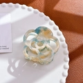 Molla per capelli in acetato con motivo marmorizzato blu e verde e design a camelia - Blu-Arancio-5.6cm