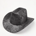 Macro shot of silver metallic cowboy hat with intricate black marble crackle patterns - 57cm / Grey Black