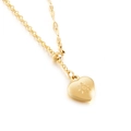 Elegant gold heart pendant necklace with sunburst engraving and adjustable slider chain - Gold (KN118867-Z)