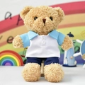 Cuddly teddy bear plush toy wearing a cute blue and white student uniform outfit - 30 cm / Sky Blue White