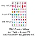 Colorful teardrop rhinestone stickers for DIY crafts, 65 pieces in assorted sizes and hues - 65 Pcs Teardrop Stickers