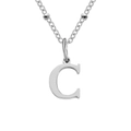 Minimalist satellite chain necklace with silver initial C pendant in titanium steel - Letter C / Silver