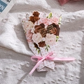 Pink and brown rose bouquet greeting card with golden text and pink ribbon bow - Rose - Best Wishes