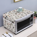 Linen microwave dust cover featuring side storage pockets and cute cartoon cat patterns - Cartoon Cat Flag Plane