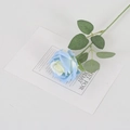 Single artificial velvet rose in blue and white gradient on a decorative card - Silk Ice Blue