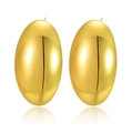 Polished 18K gold oval stud earrings in stainless steel with a high-gloss mirror finish - Mirror Polished Oval Stud