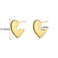 Detailed measurement of gold micro-pave hoop earrings with green zircon accents - Gold Heart Earrings with Green Zircon