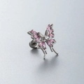 Ohrknorpelstecker mit rosa Zirkonia-Schmetterling aus poliertem Edelstahl - Rosa Zirkon Schmetterling Stil (A50-3#)