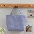 Blue and white striped canvas tote bag in a minimalist design for summer style - Navy Blue