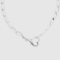 Collana a catena Figaro argento con una chiusura a moschettone a forma di cuore - Bracciale d'Argento
