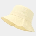 Detail view of water-resistant light yellow bucket hat with reinforced stitching - M (56-58cm) / Light Yellow