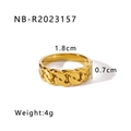 Detail showing 18K gold plated stainless steel twisted ring dimensions and 4g weight - US 8 / Cuban Link Style (NB-R2023157)