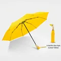 Paraguas plegable amarillo limón con mango de madera de cabeza de pato para lluvia y sol - Sin recubrimiento / Amarillo Limón