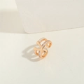 Luxurious gold V-shaped adjustable open ring with rectangular zircon stones for women - V-Shape Rhinestone (JZ0428 V-Shape)