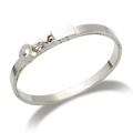 Bracciale argento con numeri romani e ciondolo in zircone su cinturino in metallo - Bracciale con Numeri Romani e Zirconi / Argento