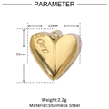 Ciondolo a cuore in acciaio dorato con incisione LOVE e dettagli misure 12mm - Cuore con LOVE / Oro