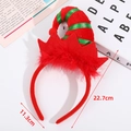 Christmas elf hat headband in red plush with green stripes and feather trim detail - Elf Hat