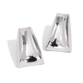 Pendientes de tuerca de trapecio en acero 316L con acabado de espejo plateado pulido - Trapecio Curvo / Color Acero