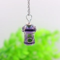 Handmade silver wire wrapped purple crystal mushroom pendant necklace with chain for women - Synth Amethyst Silver-tone
