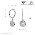 Detailed view of S925 sterling silver hoop earrings with zircon star compass pendants - 925 Silver / 925 Silver White Gold Plated