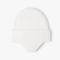 Winter white ribbed knit earflap beanie with thick thermal lining and minimalist design - One Size / Soft White (22B033)